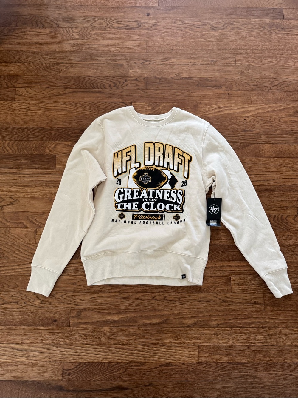 NWT NFL 2026 Pittsburgh Steelers Draft Sweatershirt Dune Creme, Size Medium
